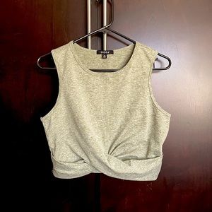 Zobha Melange Twist Knot Faux Wrap Athletic Top women’s size XL in Heather Green